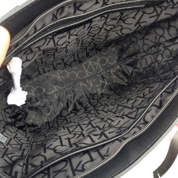 WALLET SOLD Calvin Klein Signature Black Floral Shopper Tote + Wallet - Picture 11 of 16